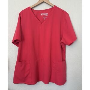 Grey's Anatomy by Barco Women's Scrub Top Fucia Pink 3X Front Pocket V-Neck